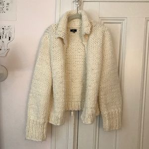 white knit sweater